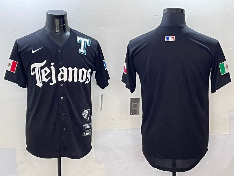 Men Texas Rangers Blank Black Five generations Joint Name 2025 Nike MLB Jersey style 2